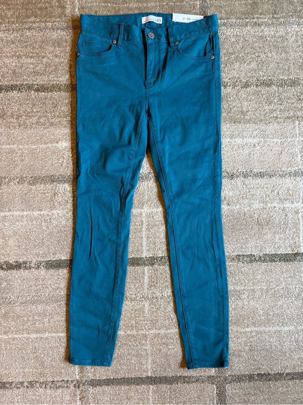 Ann Taylor LOFT slim fit teal blue leggings 26/2P NWT